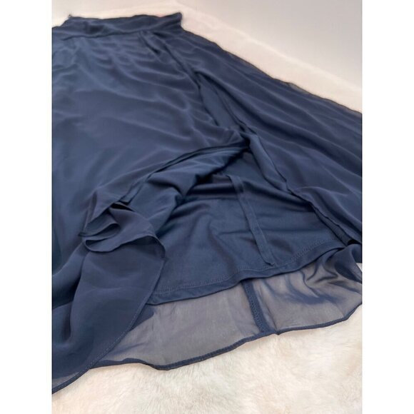 New AFTER SIX Size 20-R1 ONE-SHOULDER CHIFFON MAXI DRESS W/SHIRRED FRONT SLIT - Picture 8 of 12